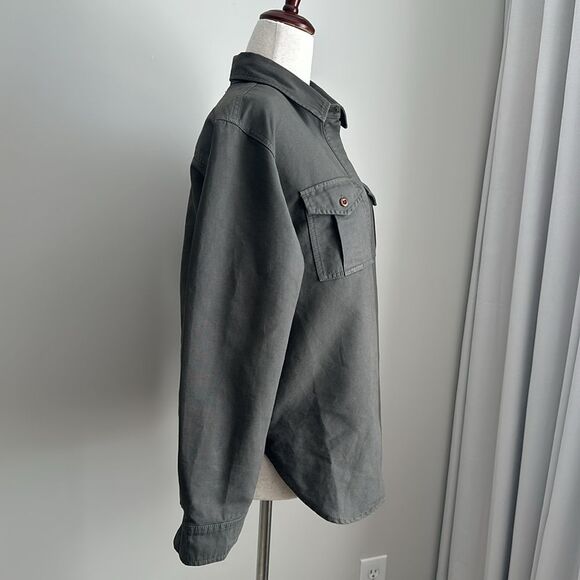 MADEWELL Women’s 100% Cotton Military Cargo Utility Shirt Jacket Green Size L - Picture 4 of 10